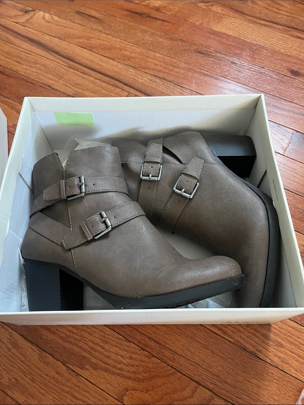 Style & Co. Taupe Double-Buckle Ankle Booties